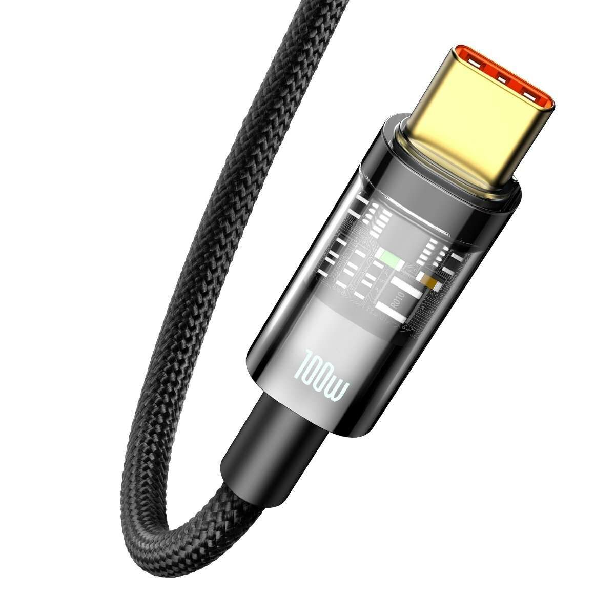 Kép 5/11 - Baseus Explorer Series USB -USB-C adat- és töltőkábel, 100W, 1m, fekete (CATS000201)