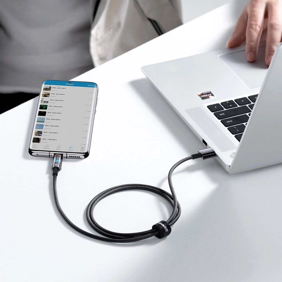 Kép 9/11 - Baseus Explorer Series USB -USB-C adat- és töltőkábel, 100W, 1m, fekete (CATS000201)