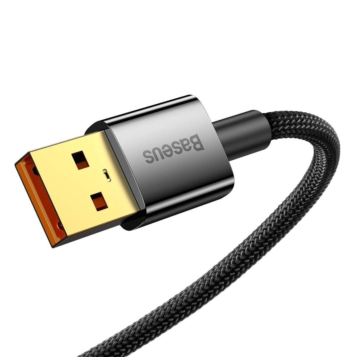 Kép 3/8 - Baseus Explorer USB- USB Type-C töltő- és adatkábel, automatikus kikapcsolással, 100W, 2m, fekete (CATS000301)