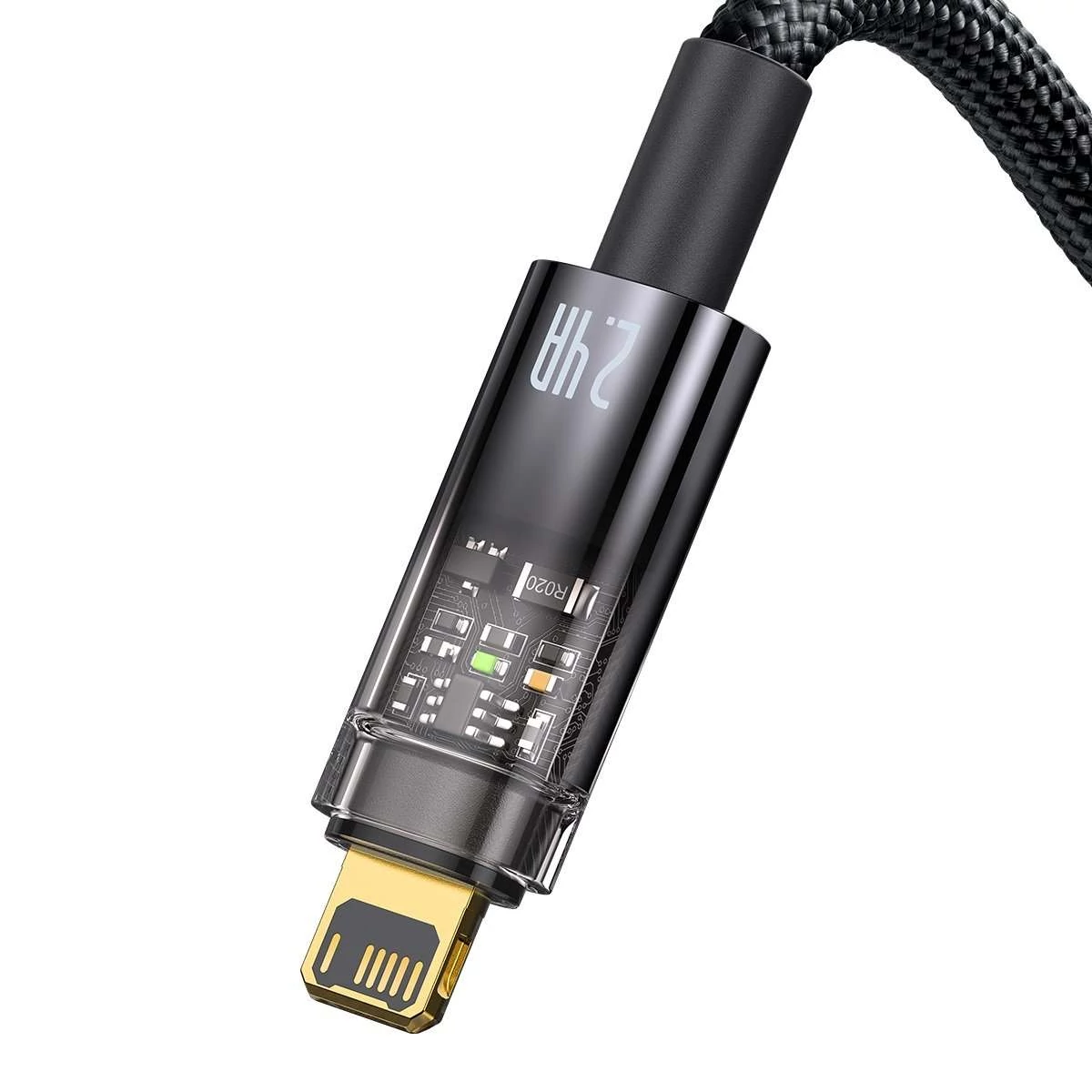 Kép 3/8 - Baseus Explorer USB - Lightning töltő- és adatkábel, automatikus kikapcsolással, 2.4A, 1m, fekete