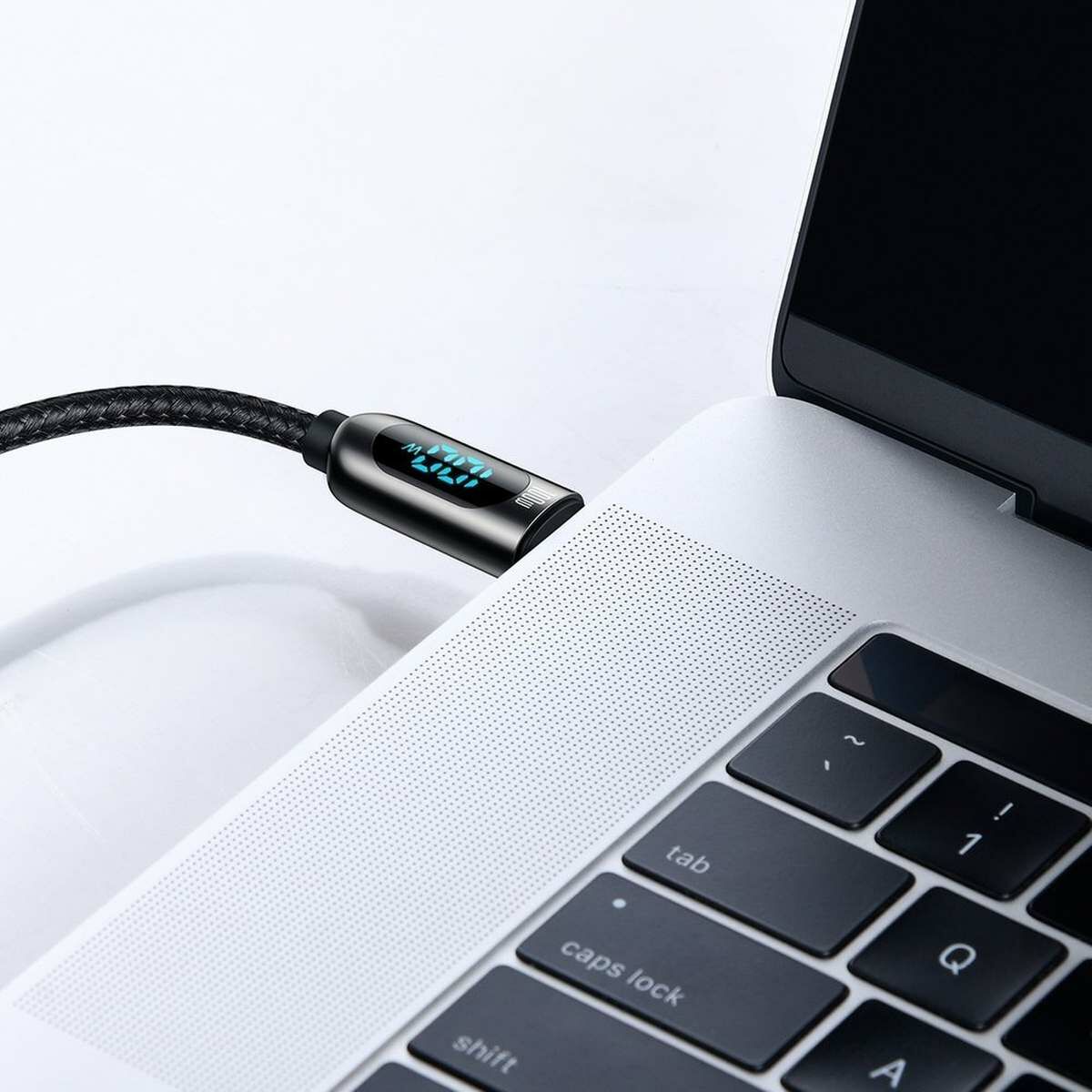 Kép 7/9 - Baseus USB-C - USB-C töltő-és adatkábel digitális kijelzövel, PD, 100W (20V / 5A) 2m, fekete (CATSK-C01)