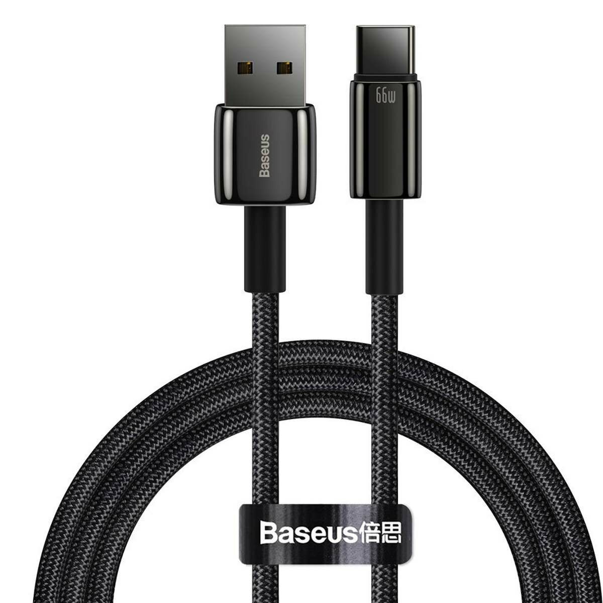 Kép 1/7 - Baseus Tungsten Gold Series USB - USB-C töltőkábel, 66W (11V/6A), 1m, fekete (CATWJ-B01)