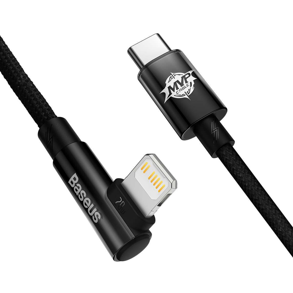 Kép 2/5 - Baseus MVP 2 L-alakú USB-C-Lightning töltőkábel, 20W, 1m, fekete (CAVP000201)