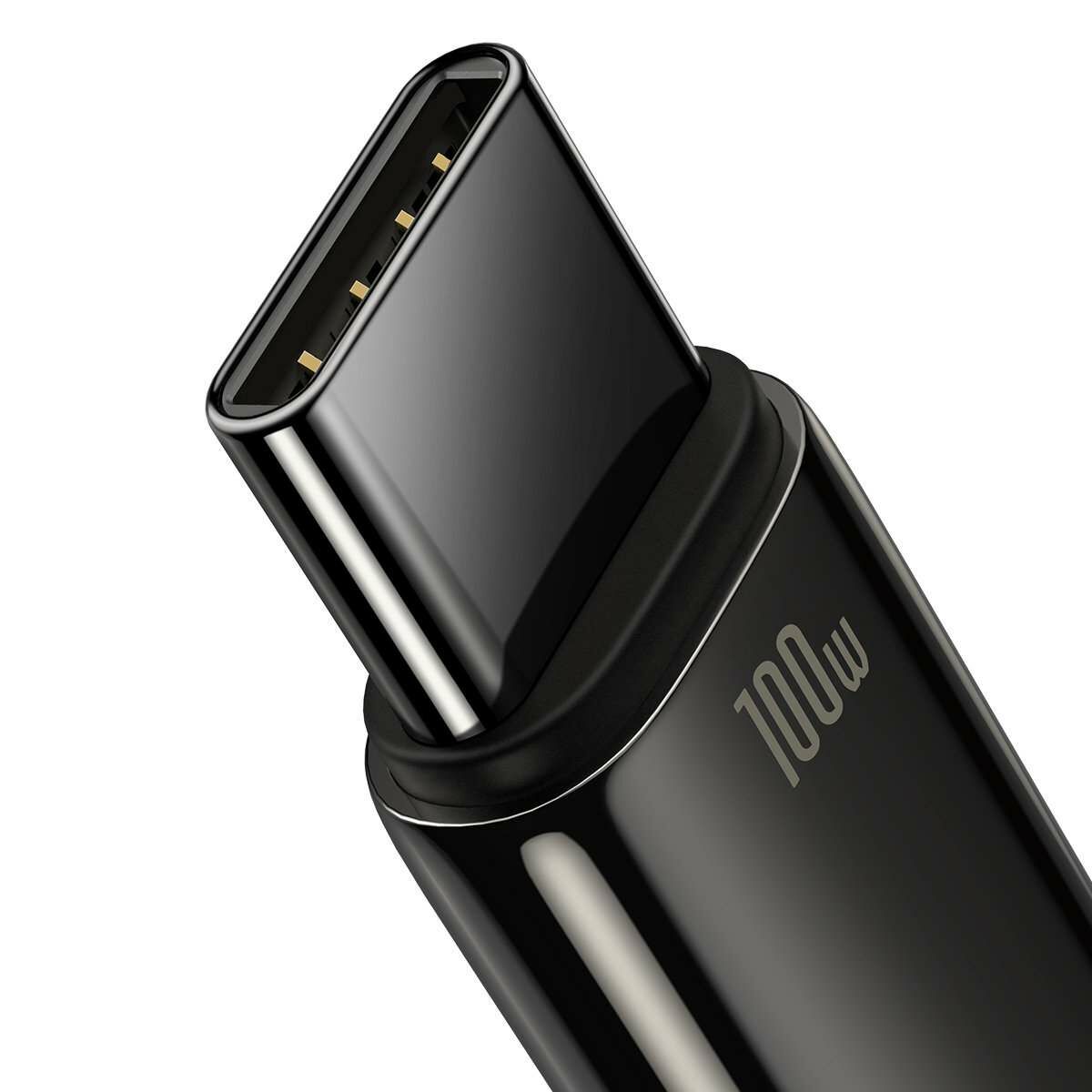 Kép 2/7 - Baseus Tungsten Gold Series USB - USB-C töltőkábel, 480Mb/s, 100W, 1m, fekete (CAWJ000001)