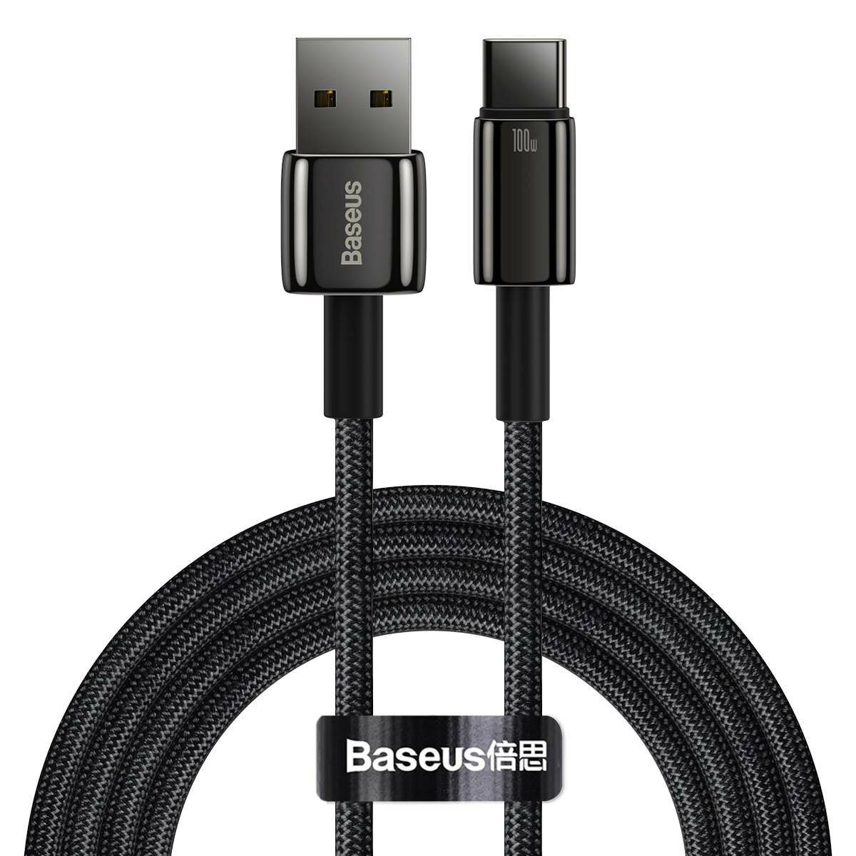 Kép 1/7 - Baseus Tungsten Gold Series USB - USB-C töltőkábel, 480Mb/s, 100W, 2m, fekete (CAWJ000101)