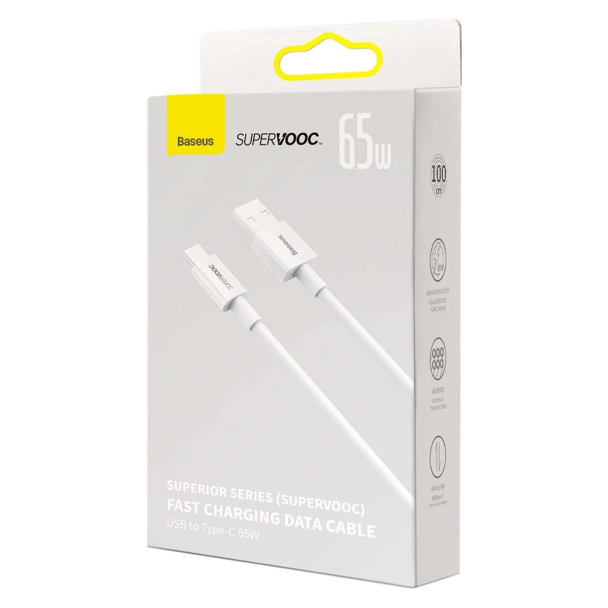 Kép 4/5 - Baseus Superior Series SUPERVOOC USB - USB-C kábel, 65W, 1m, fehér (CAYS000902)