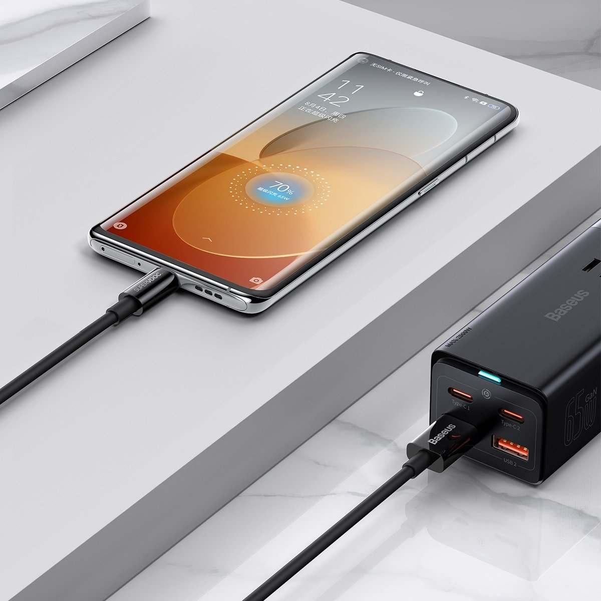 Kép 5/7 - Baseus Superior Series SUPERVOOC USB - USB-C kábel, 65W, 2m, fekete (CAYS001001)