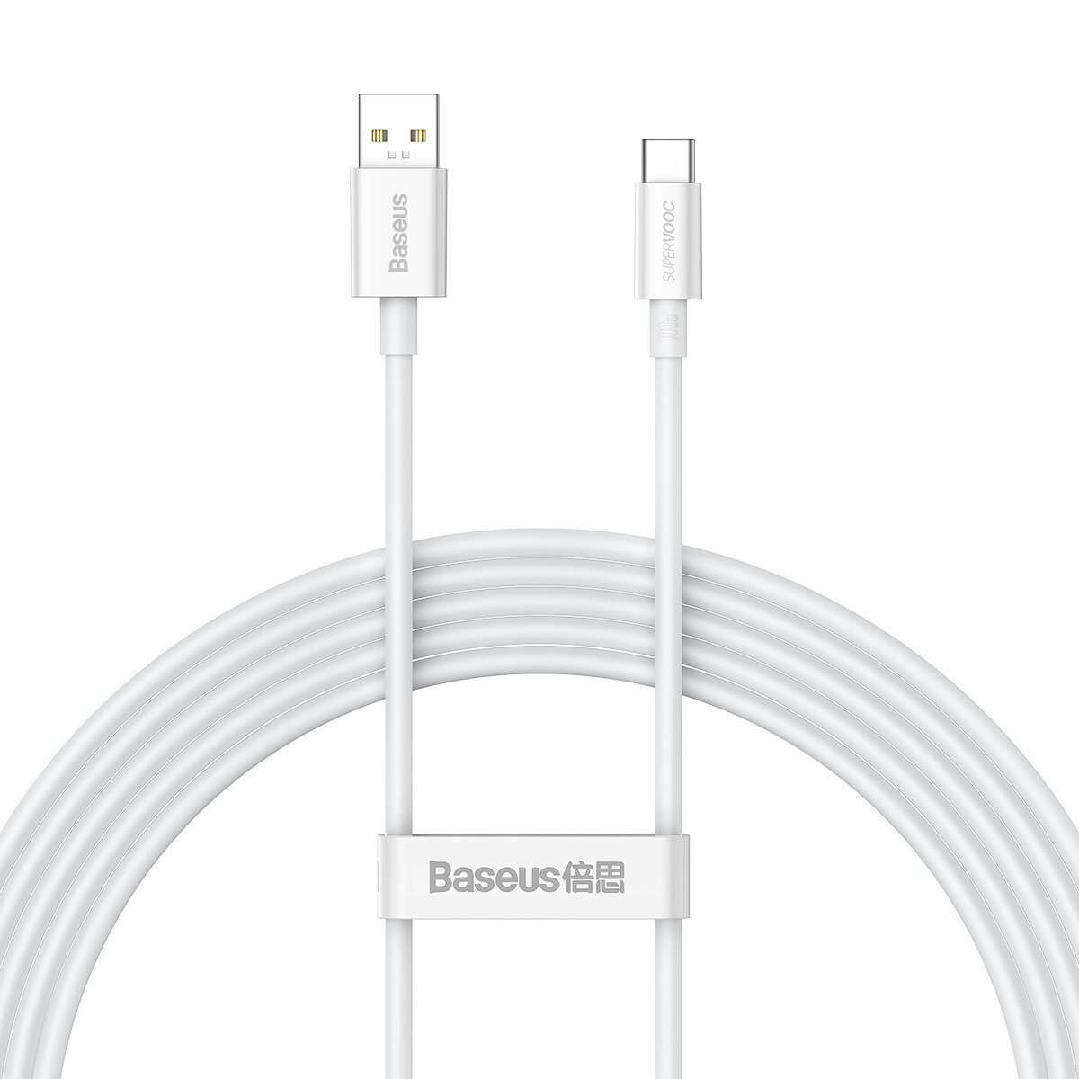 Kép 1/7 - Baseus Superior Series SUPERVOOC USB - USB-C kábel, 65W, 2m, fehér (CAYS001002)