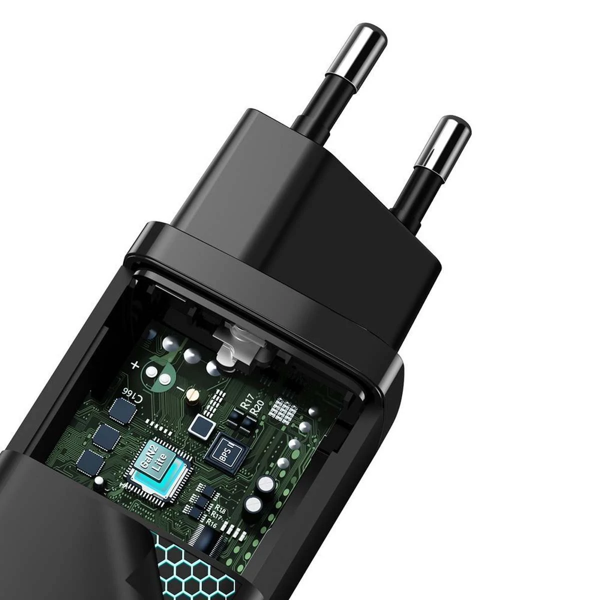 Kép 4/10 - Baseus GaN2 Lite gyorstöltő C+U, QC 3.0, PD 3.0, 65W, fekete EU (CCGAN2L-B01)