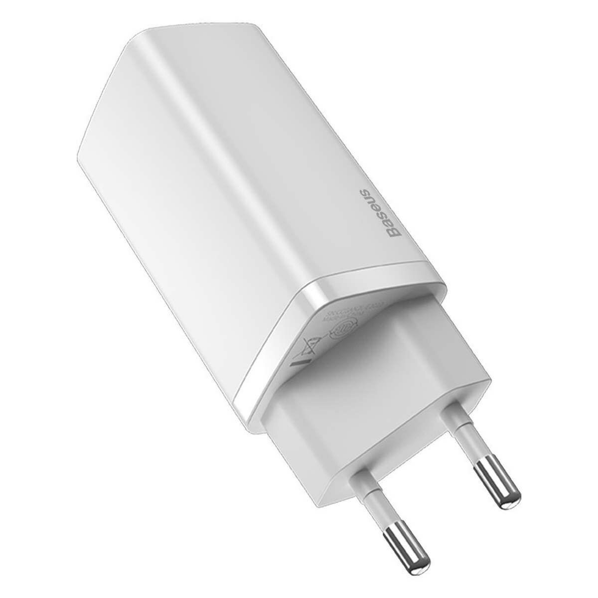 Kép 3/10 - Baseus GaN2 Lite hálózati töltő USB-C/A, QC 3.0, PD 3.0, 65W, fehér EU (CCGAN2L-B02)