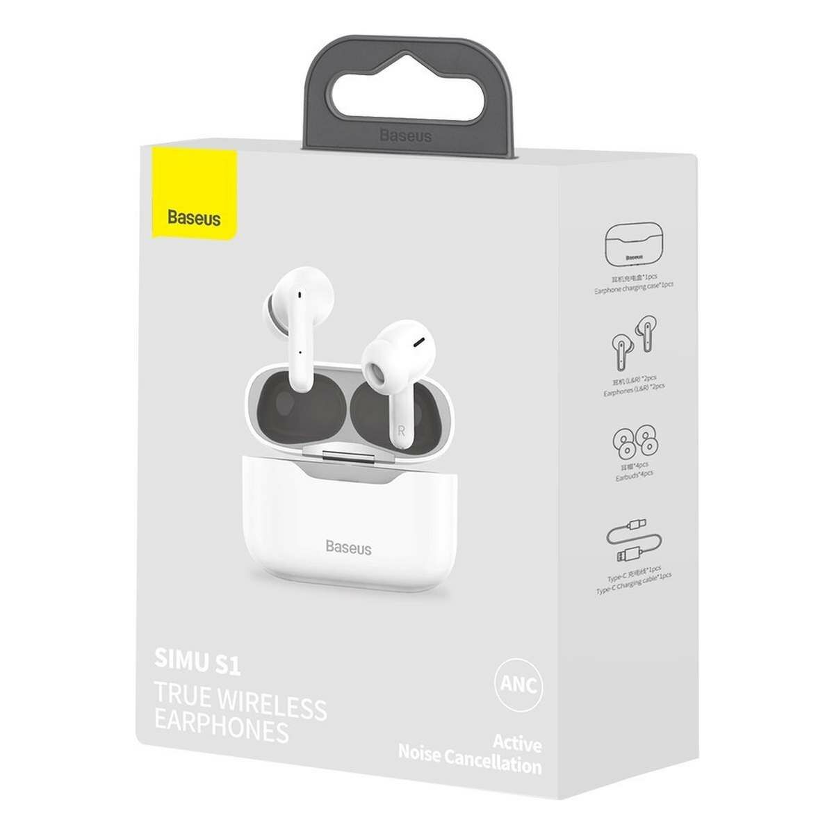 Kép 11/12 - Baseus SIMU S1 Bluetooth vezeték nélküli fülhallgató, ANC, TWS fehér (NGS1-02)