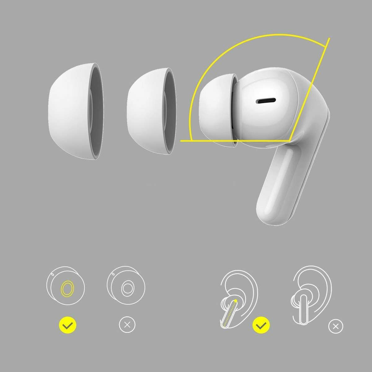 Kép 10/12 - Baseus SIMU S1 Bluetooth vezeték nélküli fülhallgató, ANC, TWS fehér (NGS1-02)