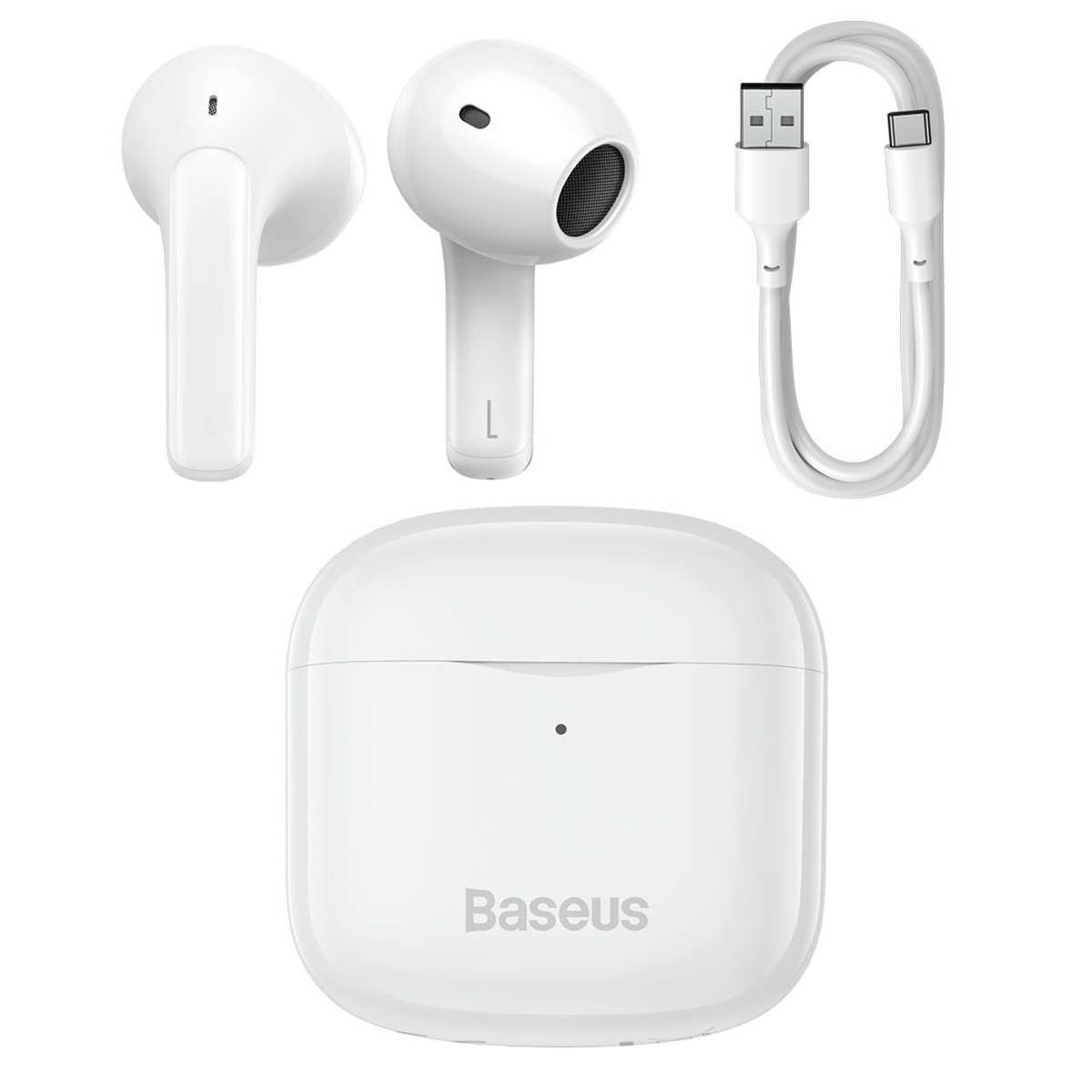 Kép 7/11 - Baseus Bowie E3 Bluetooth vezeték nélküli fülhallgató, BT 5.2, TWS, IP64, fehér (NGTW080002)