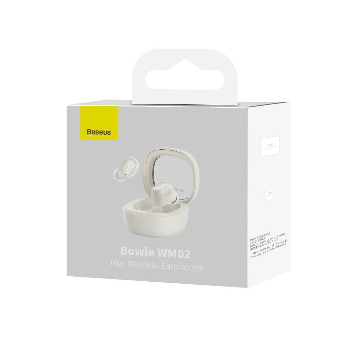 Kép 8/9 - Baseus Bowie WM02 TWS Bluetooth vezeték nélküli fülhallgató, BT 5.3, gyors töltéssel, fehér (NGTW180002)