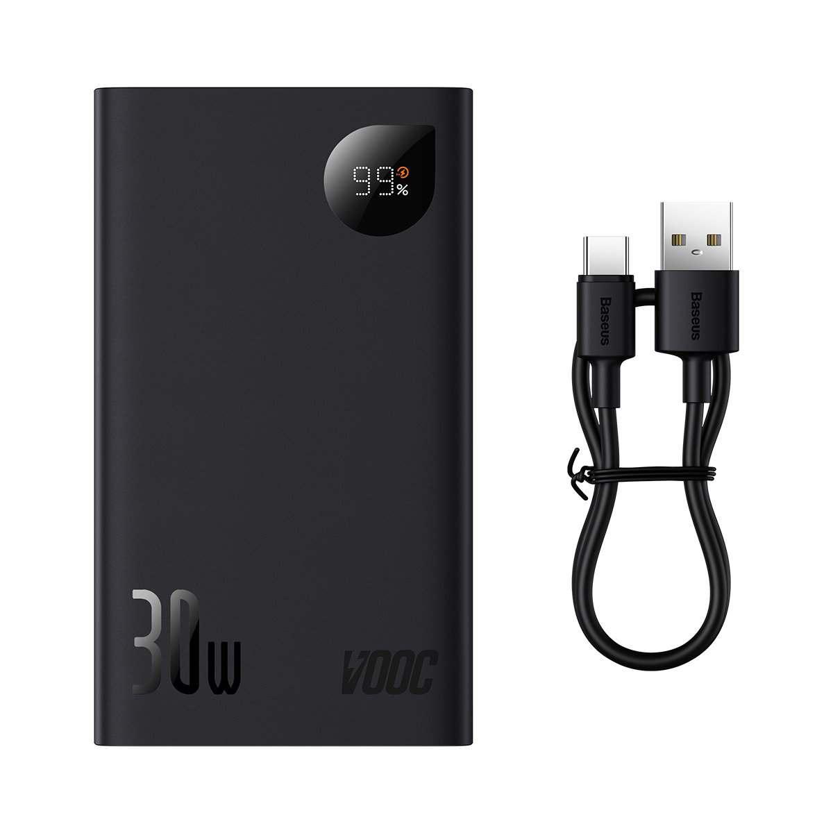 Kép 7/12 - Baseus Adaman2 külső akkumlátor digitális kijelzővel, PD 3.0, QC 3.0, SCP, 30W, 20000 mAh, fekete (PPAD050101)