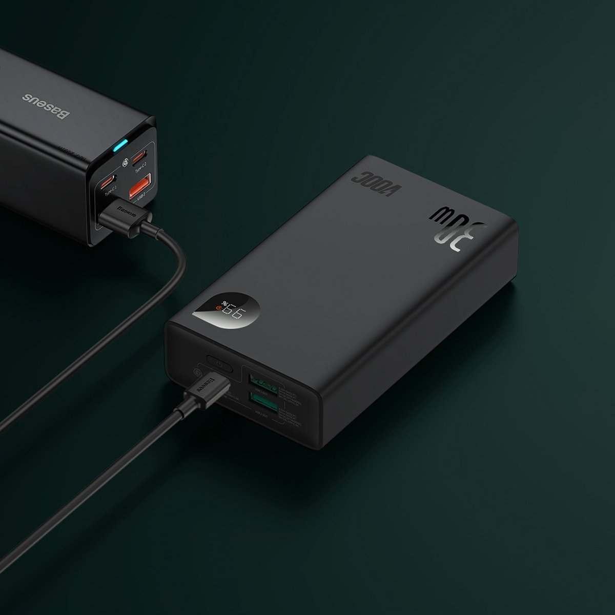 Kép 9/12 - Baseus Adaman2 külső akkumlátor digitális kijelzővel, PD 3.0, QC 3.0, SCP, 30W, 20000 mAh, fekete (PPAD050101)
