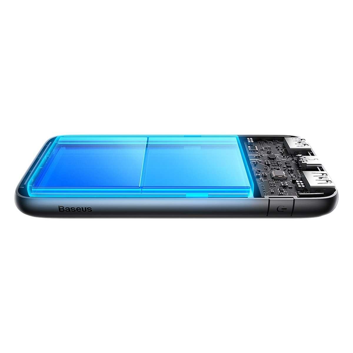 Kép 6/10 - Baseus Bipow Pro külső akkumlátor, digitális kijelzővel, gyors töltéssel, U+U+C ( USB-A to Type-C, 3A, 0.3m cable) 20W, 10000 mAh, fekete (PPBD040201)