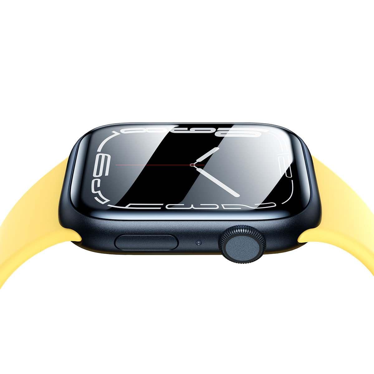 Kép 3/9 - Baseus iWatch 0.2 mm, teljes felületű edzett üvegfólia, 45 mm (7), 2 db, fekete (SGWJ010301)