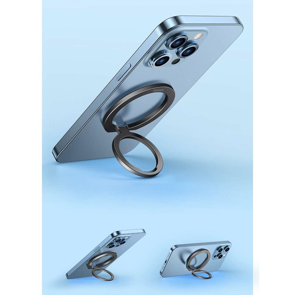 Kép 6/9 - Baseus Halo mágnesgyűrű,telefontartó  5.4" tól, ezüst(SUCH000012)