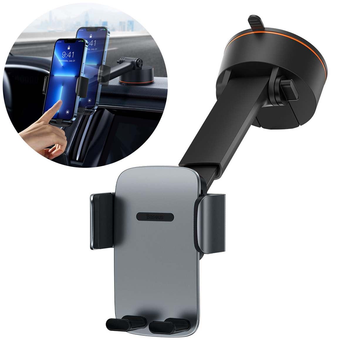 Kép 4/8 - Baseus Easy Control PRO tapadókorongos autós telefontartó 4.7" - 6.7" szürke (SUYK020014)