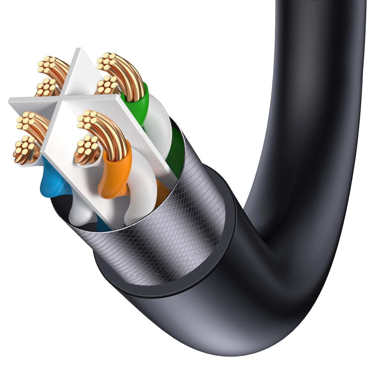 Kép 4/9 - Baseus  hálózati kábel (CAT7) RJ45, 10 Gbps, 1.5m, fekete (WKJS010201)