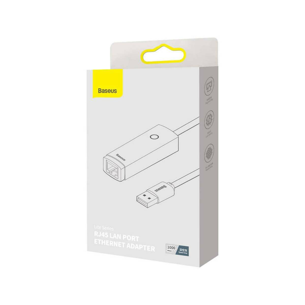 Kép 5/6 - Baseus Lite Series hálózati adapter USB-A - RJ45, 1 Gbps, szürke (WKQX000113)