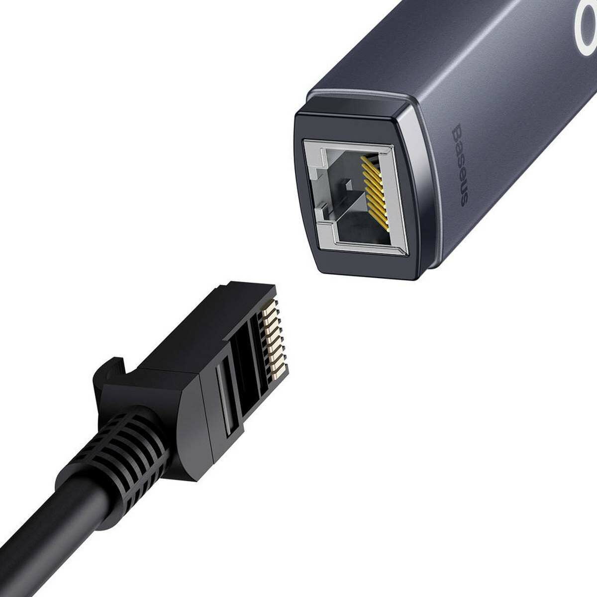 Kép 3/6 - Baseus Lite Series hálózati adapter USB-A - RJ45, 1 Gbps, szürke (WKQX000113)
