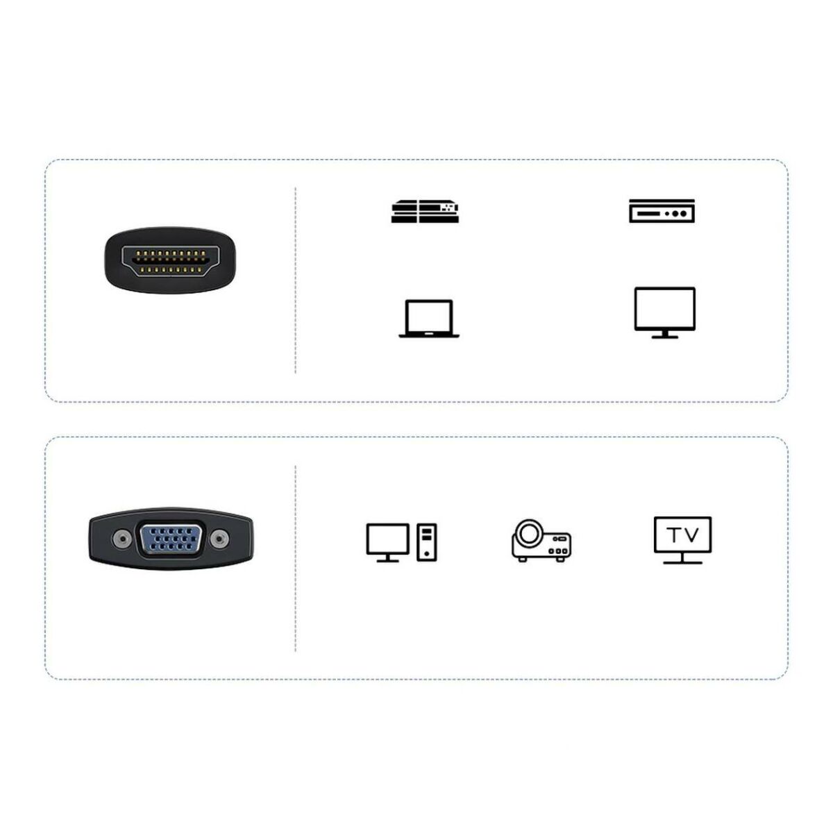 Kép 8/10 - Baseus Lite Series átalakító adapter HDMI-ról VGA-ra, fekete (WKQX010001)