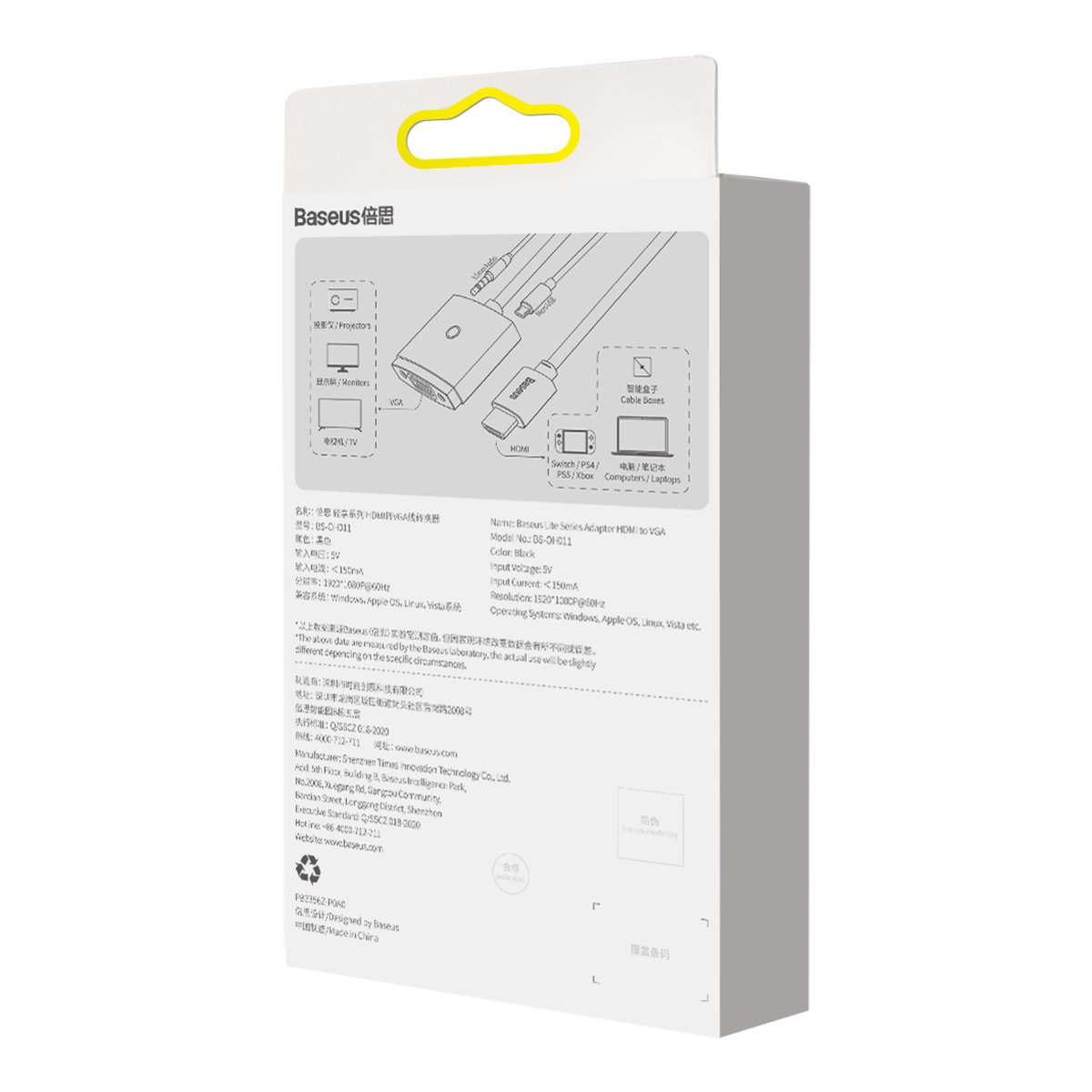 Kép 11/11 - Baseus Lite Series átalakító adapter HDMI-ról VGA-ra + mini jack 3.5mm és micro USB, fekete (WKQX010101)