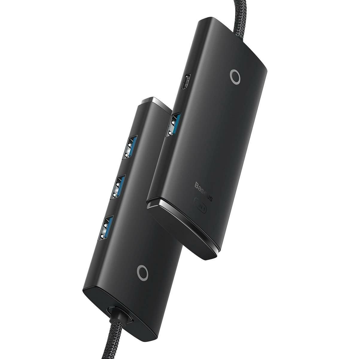 Kép 3/10 - Baseus HUB Lite 4-in-1 adapter (USB-A - 4xUSB-A 3.0 5Gb/s) 0.25m-es kábellel, fekete (WKQX030001)