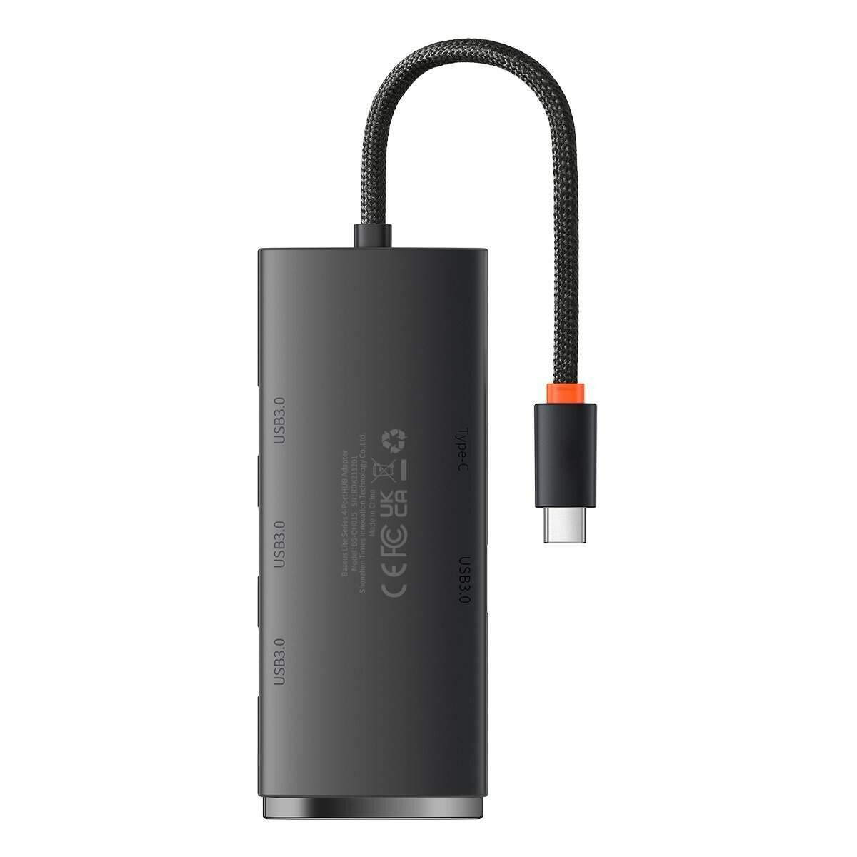 Kép 2/8 - Baseus HUB Lite 4-in-1 adapter (USB-C - 4xUSB-A 3.0 5Gb/s) 0.25 m-es kábellel, fekete (WKQX030301)