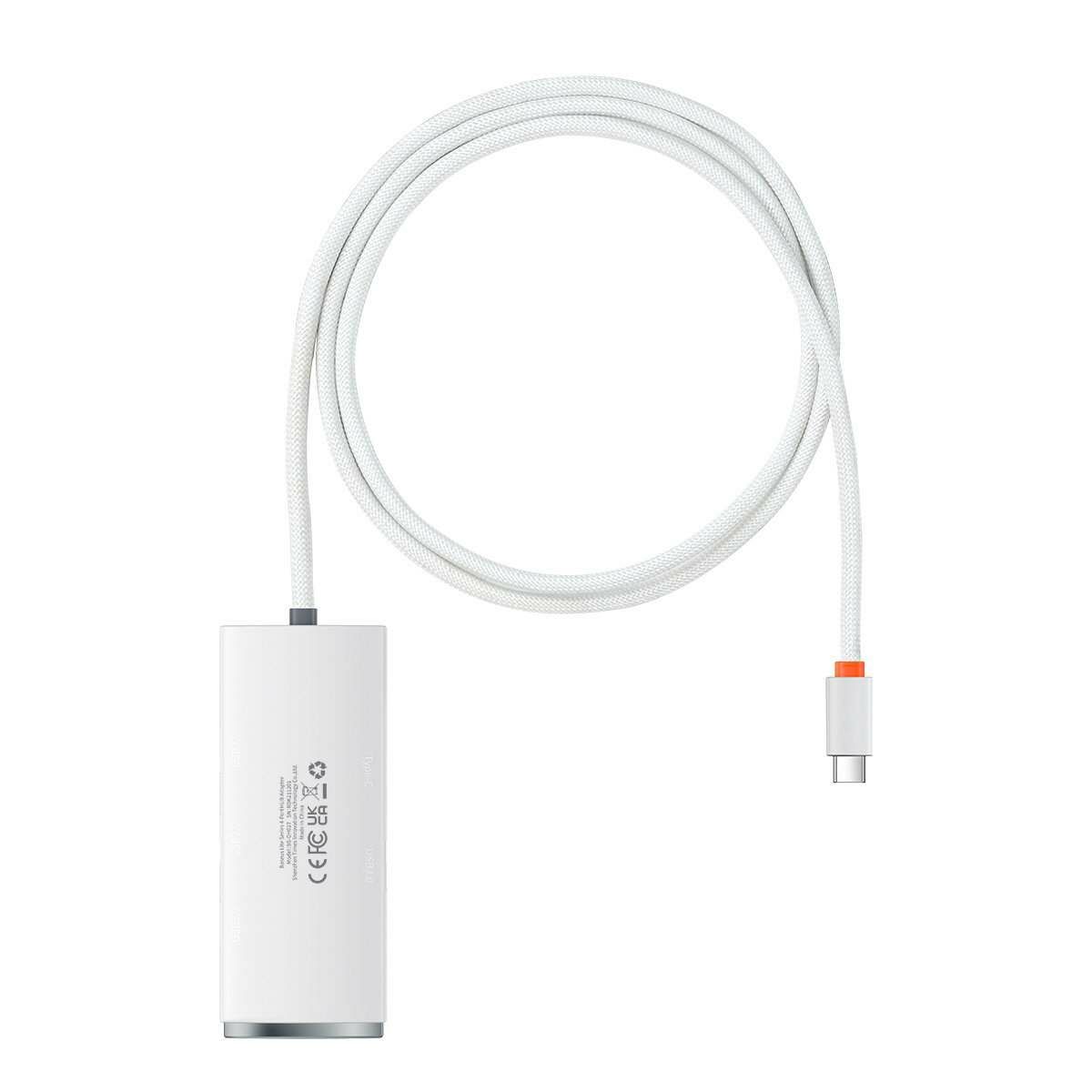 Kép 2/9 - Baseus HUB Lite 4-in-1 adapter (USB-C - 4xUSB-A 3.0 5Gb/s) 1m-es kábellel, fehér (WKQX030402)
