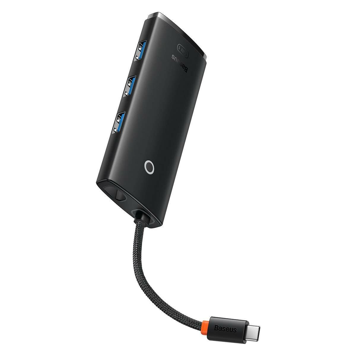Kép 5/11 - Baseus HUB Lite 5-in-1 adapter (USB-C - 3xUSB-A 3.0 5Gb/s, USB-C, HDMI) 0.2m-es kábellel, fekete (WKQX040001)