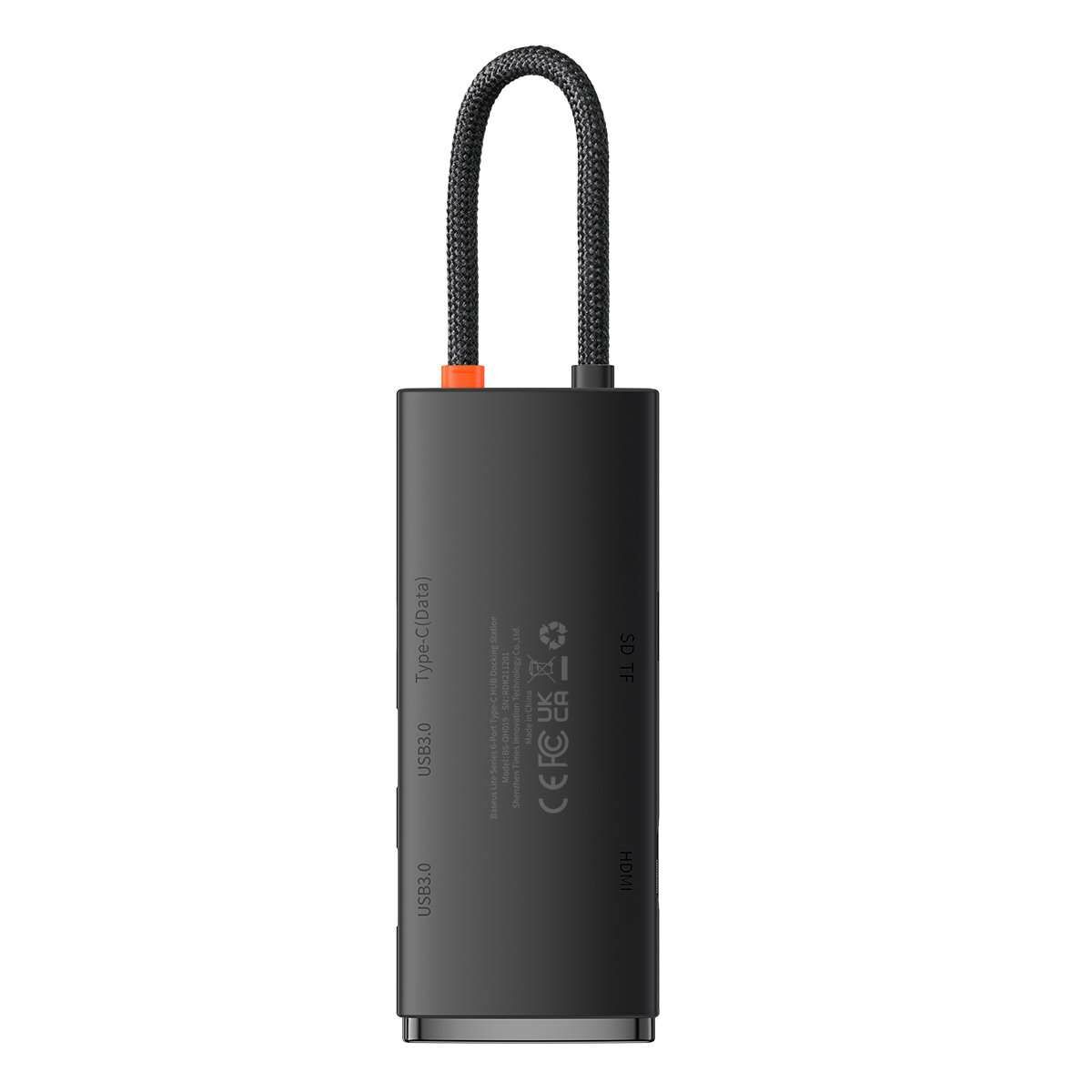 Kép 2/9 - Baseus HUB Lite 6-in-1 adapter (Type-C - 2x USB 3.0 / USB-C / HDMI 1.4 / SD/TF) fekete (WKQX050001)