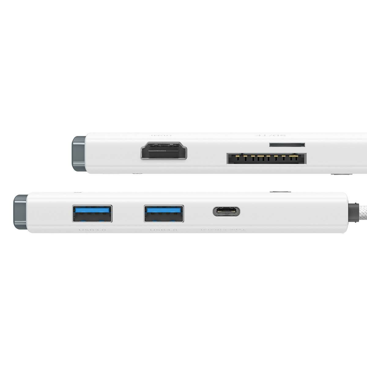 Kép 4/12 - Baseus HUB Lite 6-in-1 adapter (Type-C - 2x USB 3.0 / USB-C / HDMI 1.4 / SD/TF) fehér (WKQX050002)