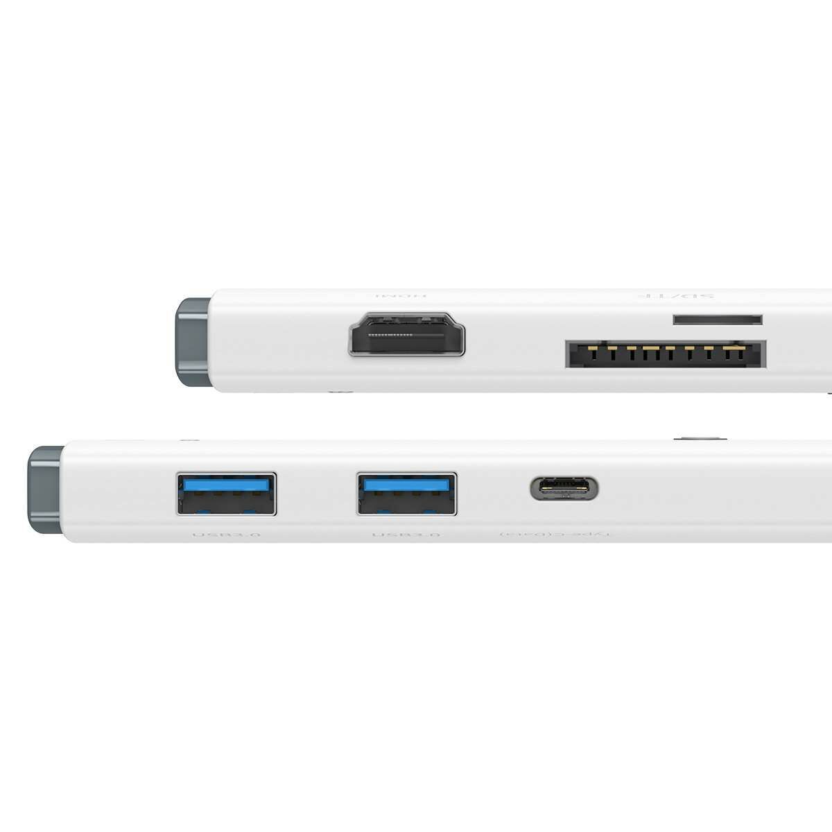 Kép 5/12 - Baseus HUB Lite 6-in-1 adapter (Type-C - 2x USB 3.0 / PD USB-C / HDMI 1.4 / SD/TF), fehér (WKQX050102)