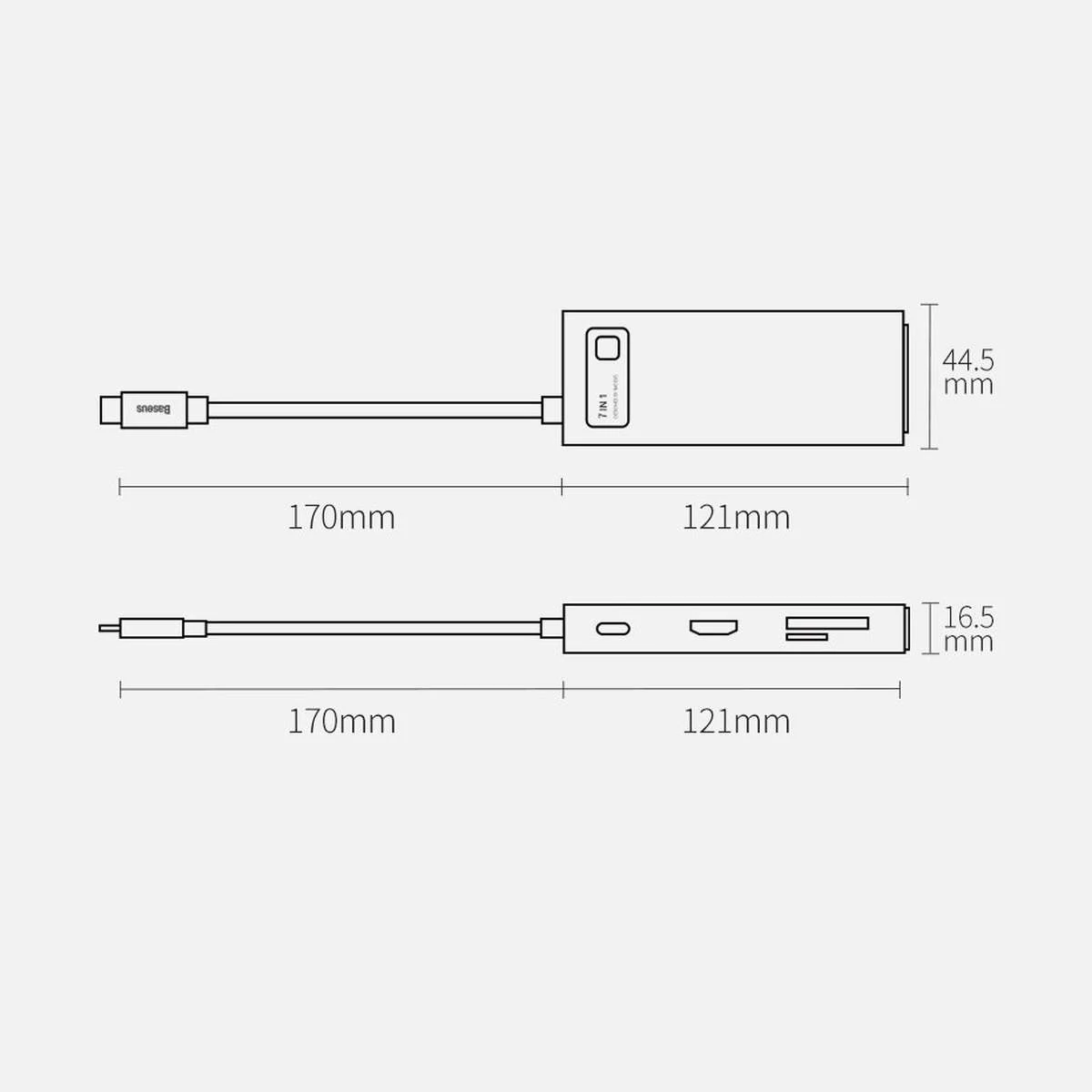 Kép 12/12 - Baseus Metal Gleam HUB, 7-in-1 multifunkciós, (USB-C - 2x USB 3.0, PD 100W / HDMI 4K 30Hz /  USB-C b