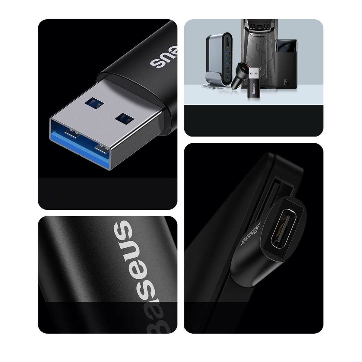 Kép 5/6 - Baseus Ingenuity Mini OTG adapter USB-A 3.1- USB-C, fekete (ZJJQ000101)