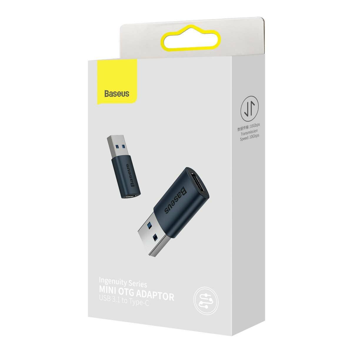 Kép 5/6 - Baseus Ingenuity Series Mini OTG adapter, USB-A 3.1-USB-C, kék (ZJJQ000103)