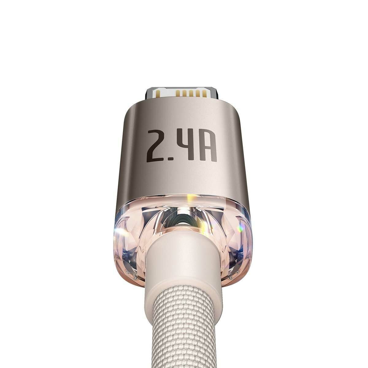 Kép 4/11 - Baseus Crystal Shine Lightning adat- és töltőkábel 2.4A, 20W, 2m rózsaszín (CAJY001204)
