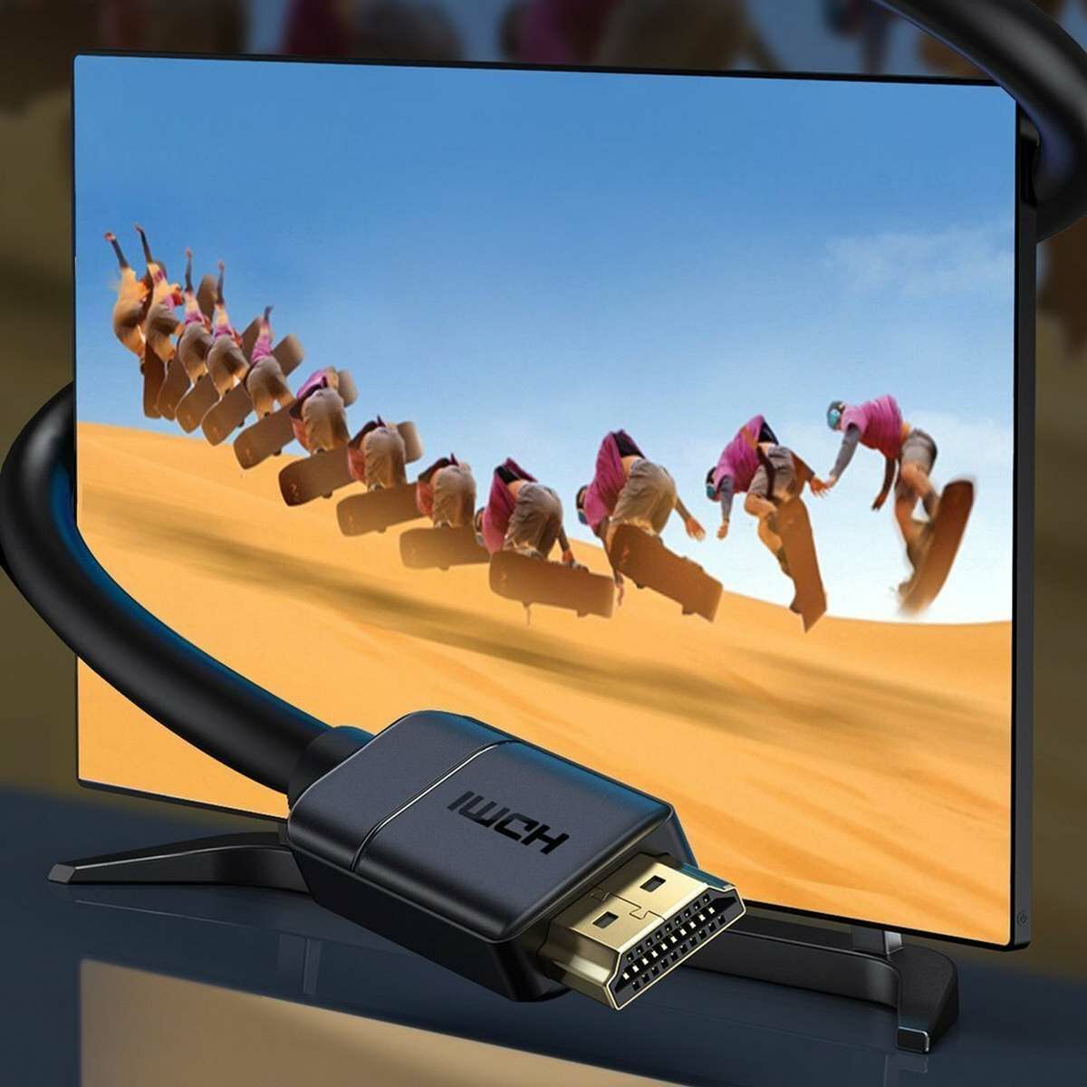 Kép 8/9 - Baseus High Definition HDMI - HDMI kábel, 4K 60 Hz, 3D HDR, 18 Gbps, 2m, fekete (CAKGQ-B01)