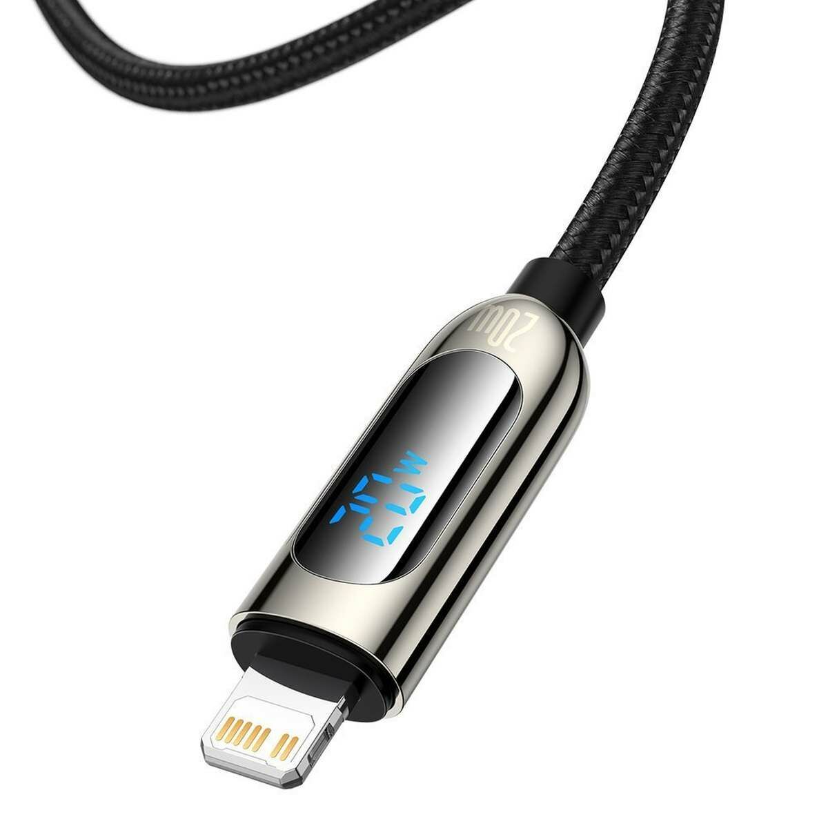 Kép 2/5 - Baseus USB Type C - Lightning adat- és töltőkábel digit kijelzővel, Power Delivery 20W, 2m, fekete (CATLSK-A01)