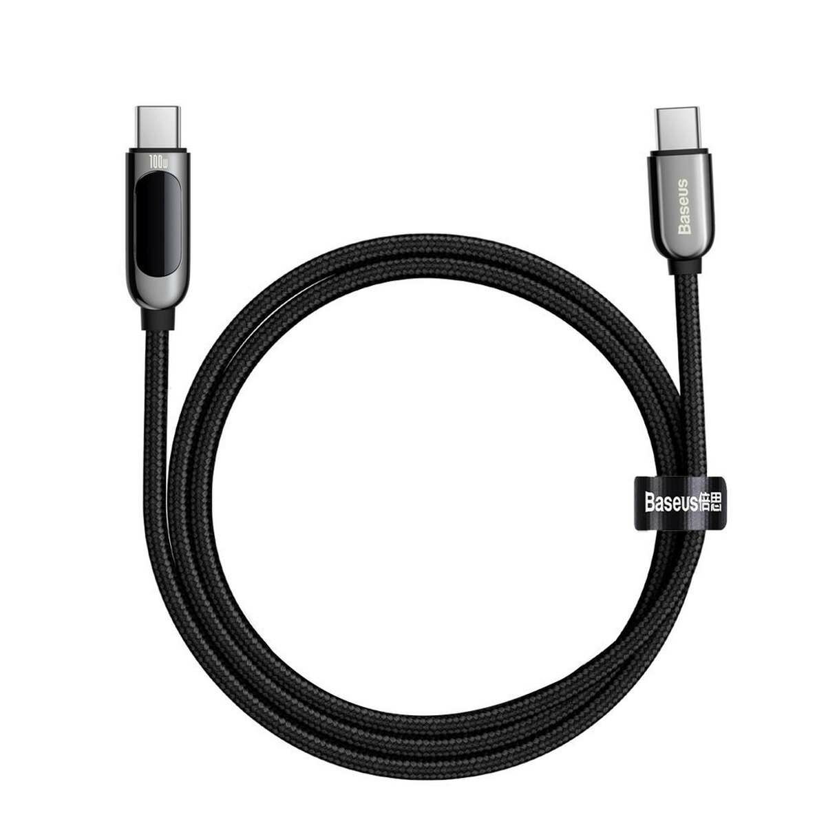 Kép 4/10 - Baseus USB-C - USB-C adat- éd töltőkábel digitális kijelzővel, Power Delivery 100W, 1m, fekete (CATSK-B01)