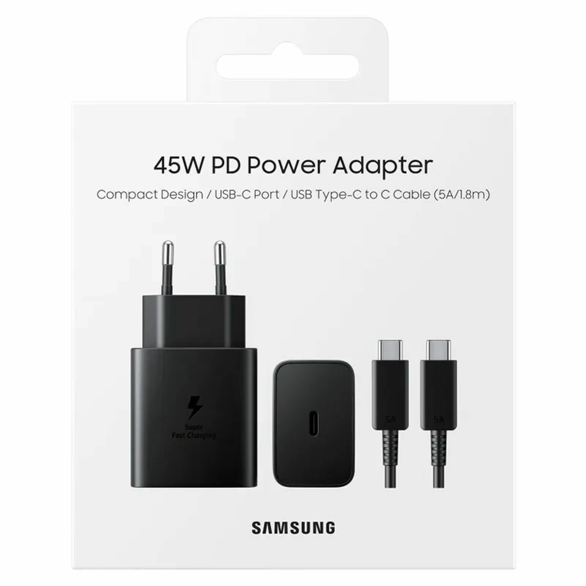 Kép 1/5 - Samsung EP-T4510XBE 45W hálózati töltőfej USB Type- C kábellel, PD3.0, PDO/PPS, fekete (EP-T4510XBEGEU)