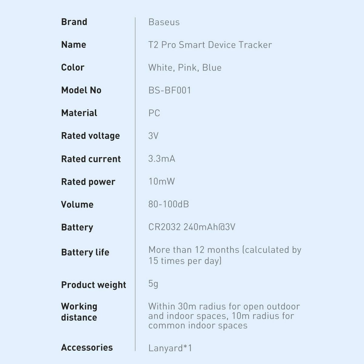 Kép 7/11 - Baseus T2 Pro Bluetooth nyomkövető, fehér (FMTP000002)