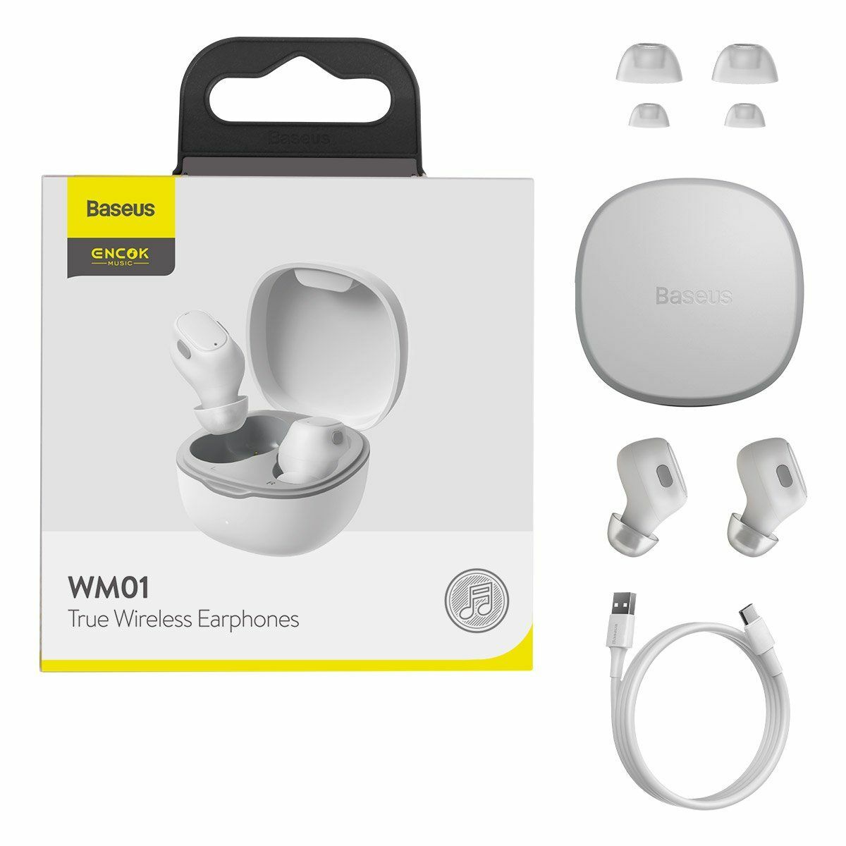 Kép 10/12 - Baseus Encok WM01 Bluetooth fülhallgató, fehér (NGTW240002)