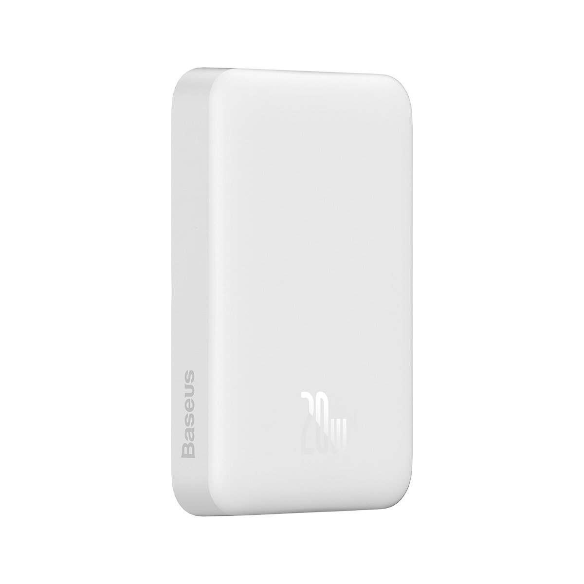 Kép 4/12 - Baseus Magnetic Mini Powerbank vezeték nélküli töltéssel, MagSafe kompatibilis 15W / PD 20W, 10000 mAh, fehér (PPCX070002)