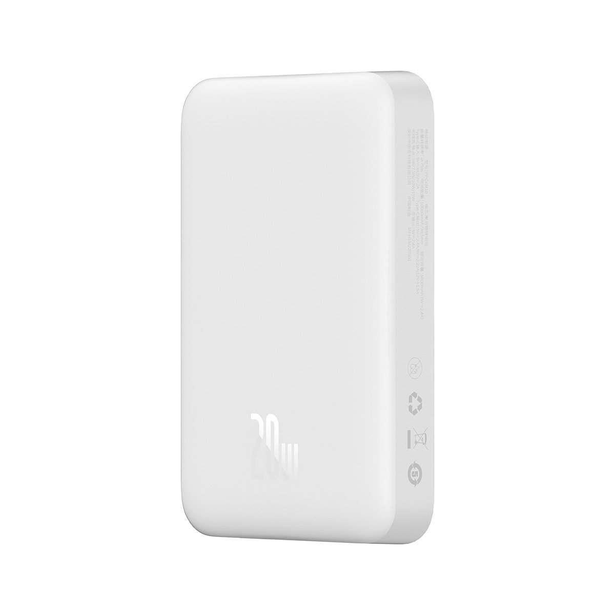 Kép 9/12 - Baseus Magnetic Mini Powerbank vezeték nélküli töltéssel, MagSafe kompatibilis 15W / PD 20W, 10000 mAh, fehér (PPCX070002)