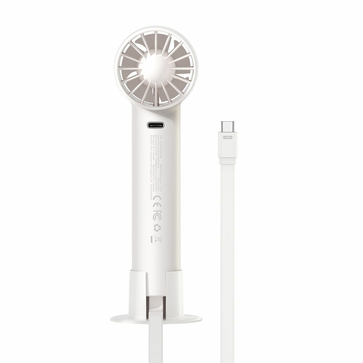 Kép 2/12 - Baseus Flyer Turbine hordozható kézi ventilátor, USB Type-C kábellel, fehér (ACFX010102)