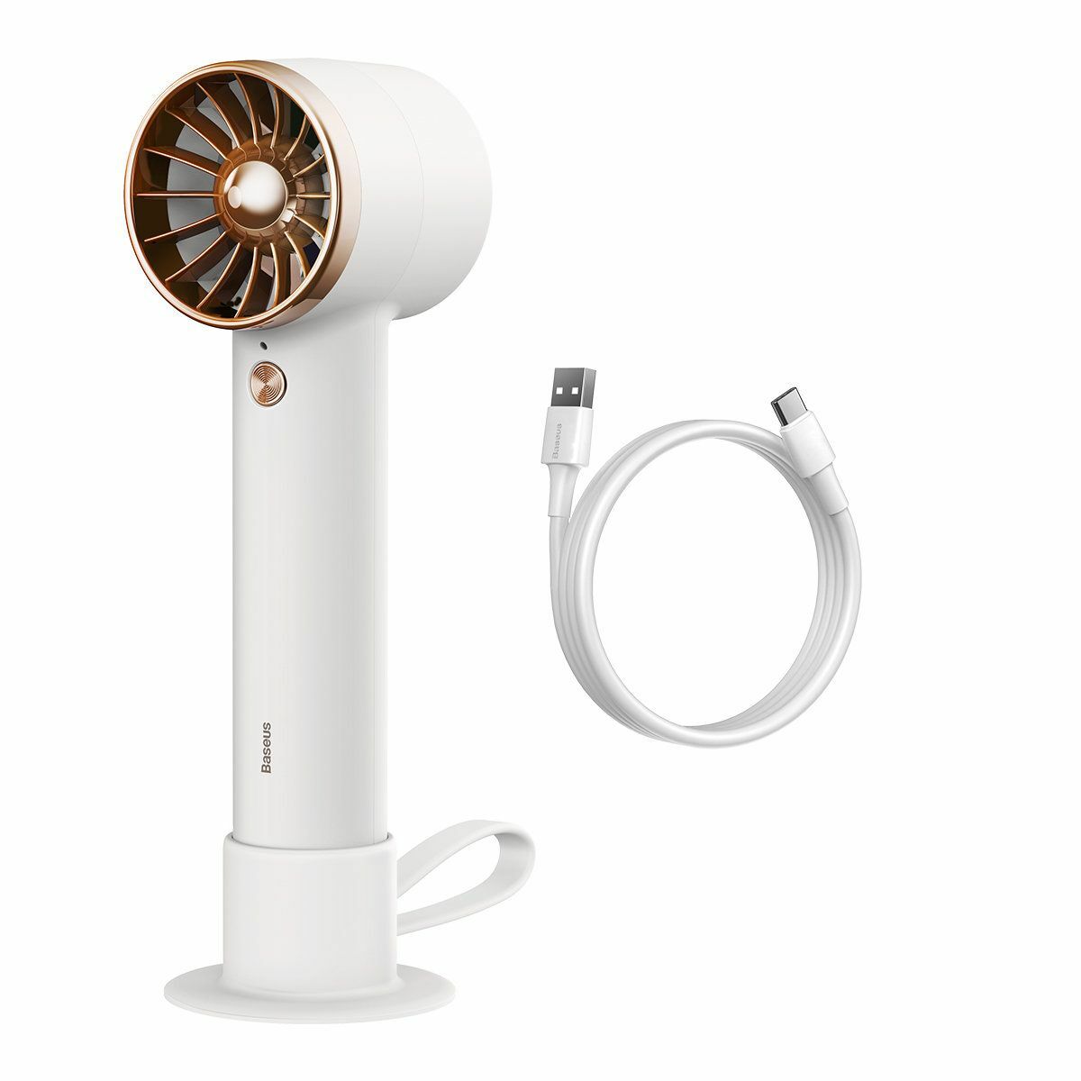 Kép 3/12 - Baseus Flyer Turbine hordozható kézi ventilátor, USB Type-C kábellel, fehér (ACFX010102)